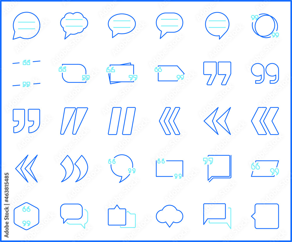 Set of Quotes and speech bubble icons line style. It contains such Icons as messages, chat, quotation, pop-up and other elements. Set of Quotes and speech bubble icons line style. It contains such Icons as messages, chat, quotation, pop-up and other elements.