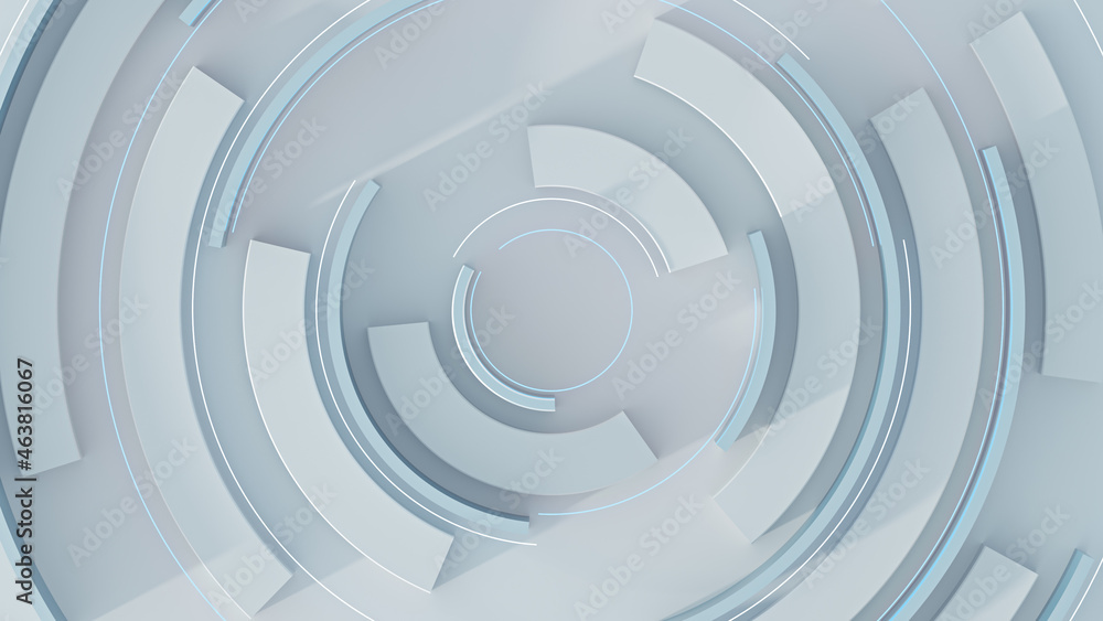 Fototapeta premium Glowing white futuristic circular shape 3D rendering illustration
