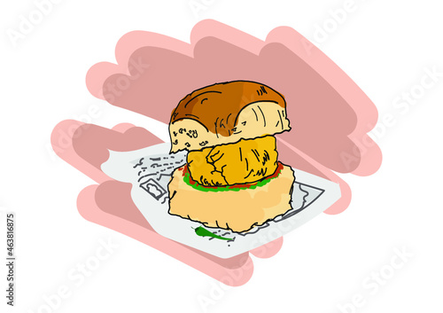 Mumbai Spicy Vada pav illustratioin