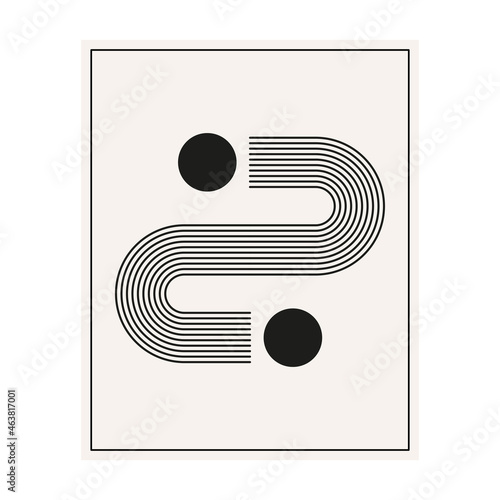 Mid century minimal line shapes set. Geometric linear figures. Modern minimalism 20s posters symbols. Vector isolated on white