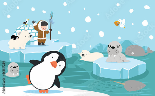 North pole animal background cartoon