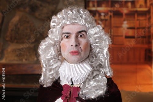 Fotografie Gallant man wearing white wig and vintage renaissance look