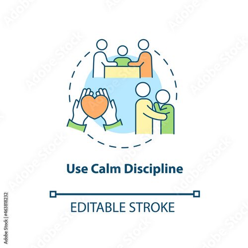 Use calm discipline concept icon. Treatment for ADHD in adults abstract idea thin line illustration. Calming strategies. Positive attention. Vector isolated outline color drawing. Editable stroke