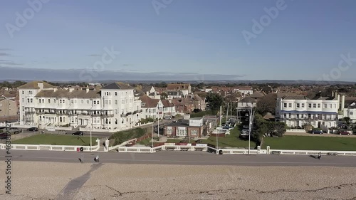 Aerial view over a sailing club and the popular seaside resort of Bognor Regis on the South Coast of England. photo