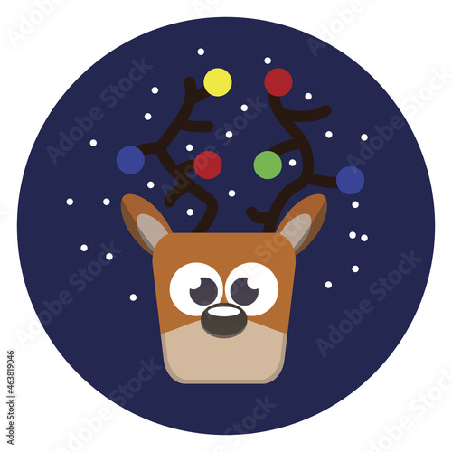 X-mas christmas deer head round stick label