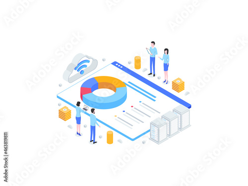 Accounting Seminar Isometric Flat Illustration. Suitable for Mobile App, Website, Banner, Diagrams, Infographics, and Other Graphic Assets.