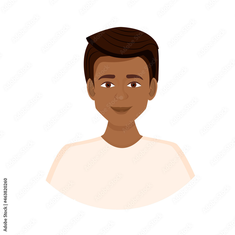 African American man avatar. Portrait of a young guy. Vector illustration of a face. African American man avatar. Portrait of a young guy. Vector illustration of a face.