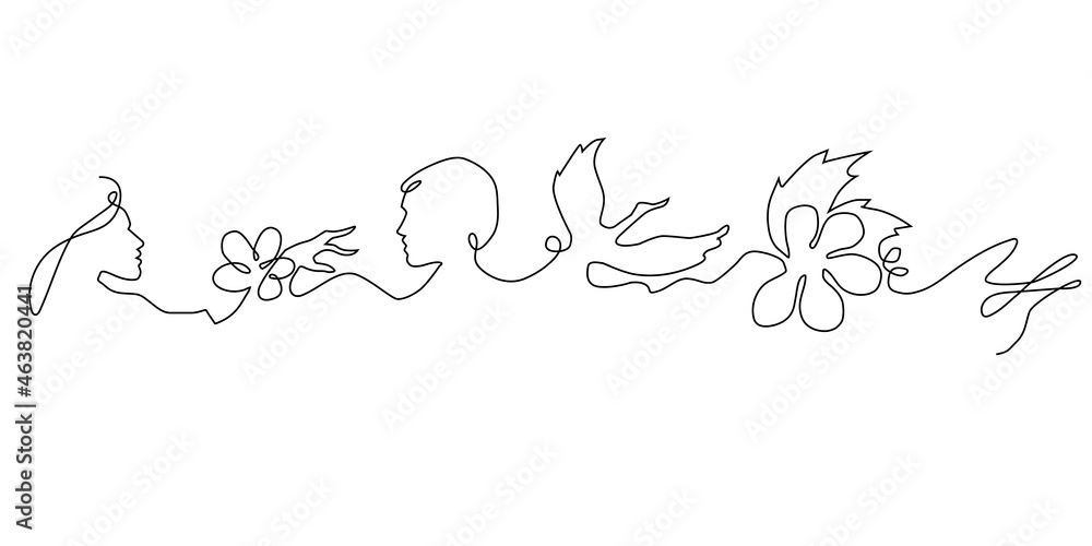  Line drawing horse and woman heads logo black and white vector illustration eps 10
