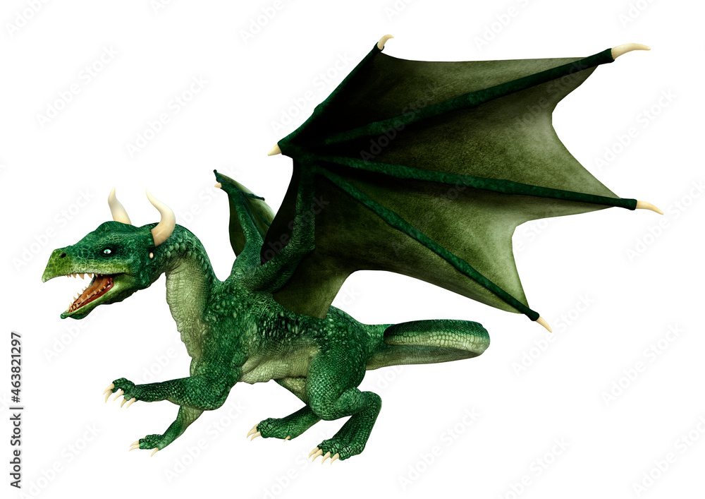 Fototapeta premium 3D Rendering Fairy Tale Dragon on White