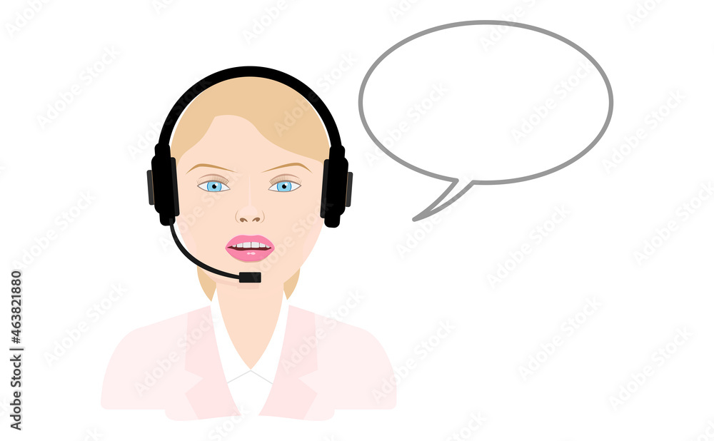 Call center woman operator wearing eyeglasses with headset. Vector illustration Call center woman operator wearing eyeglasses with headset. Vector illustration