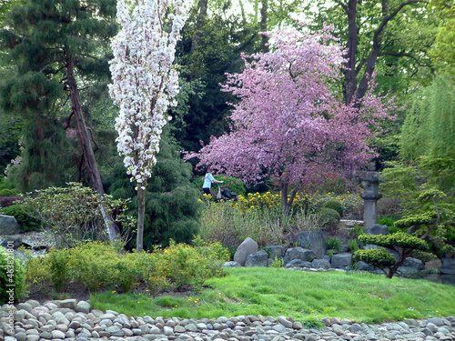 Asian park in Europe. 
Beautiful, incredibly refined and arranged in the Asian style garden. Full of greenery, stones and water. With a gentle hum, it calms our nerves.
