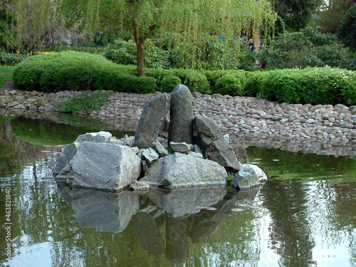 Asian park in Europe. 
Beautiful, incredibly refined and arranged in the Asian style garden. Full of greenery, stones and water. With a gentle hum, it calms our nerves.
