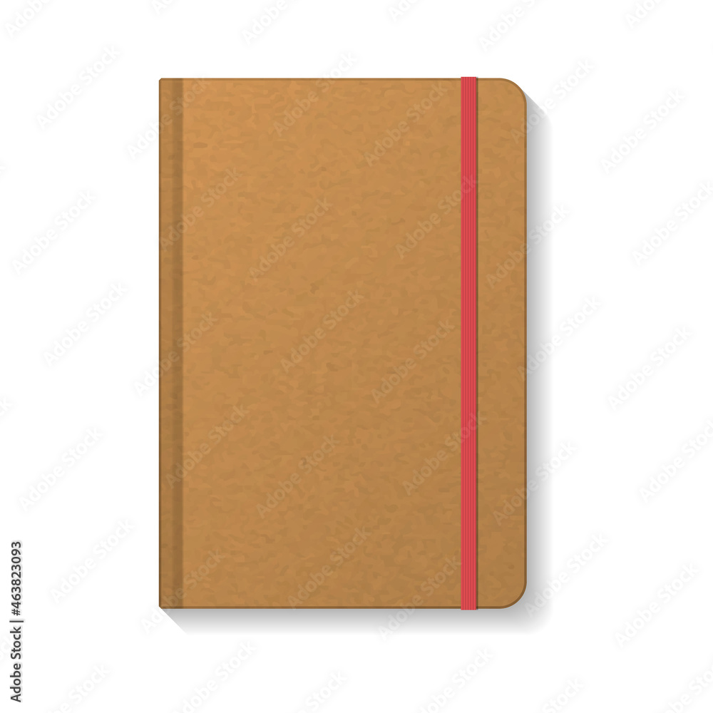 Blank brown kraft paper notebook with red elastic mockup template. Blank brown kraft paper notebook with red elastic mockup template.