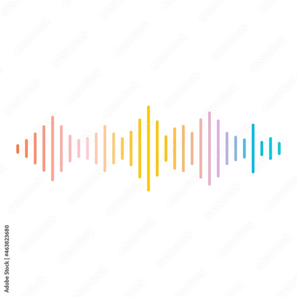 Colorful sound wave. Vector illustration isolated on white background.