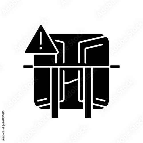 Window guards on all windows black glyph icon. Childproof security bars. Kids falling and injuries prevention. Child security at home. Silhouette symbol on white space. Vector isolated illustration