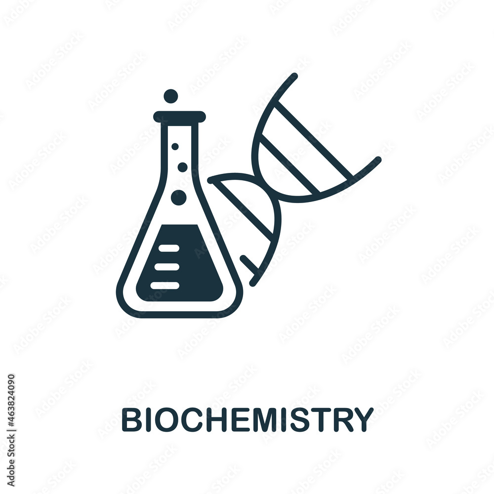 Biochemistry icon. Monochrome sign from bioengineering collection. Creative Biochemistry icon illustration for web design, infographics and more Biochemistry icon. Monochrome sign from bioengineering collection. Creative Biochemistry icon illustration for web design, infographics and more