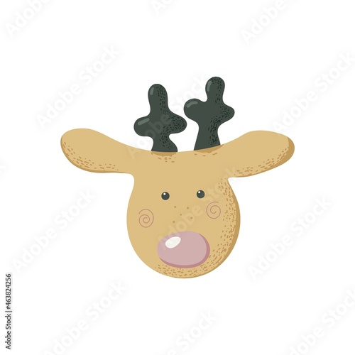 Christmas deer. Happy new year. Christmas items. For the design of Christmas and New Year cards. Vector illustration. Hand-Drawn.