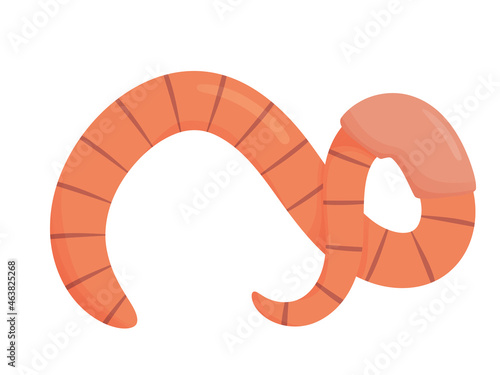 Earthworm in cartoon style. Illustration for animals, nature, fishing.
