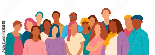 Multiethnic group of people. Society, multicultural community portrait and citizens.