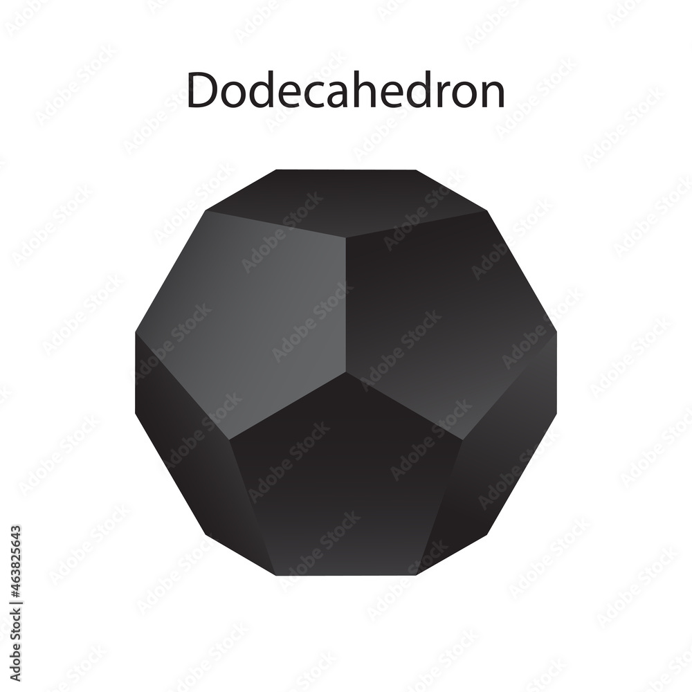 Illustration of a black dodecahedron on a white background with a ...