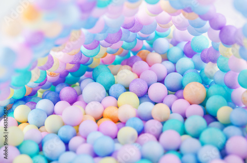 Foam beads of various colors brightly colored.