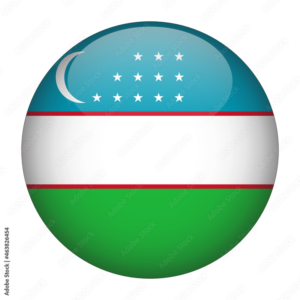 Uzbekistan 3D Rounded Country Flag button Icon Uzbekistan 3D Rounded Country Flag button Icon
