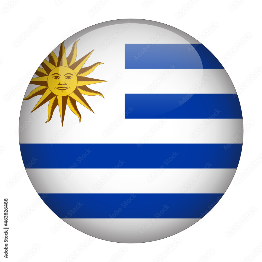 Obraz premium Uruguay 3D Rounded Country Flag button Icon