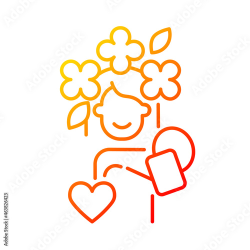 Self acceptance gradient linear vector icon. Self care and positive thinking. Mental disorders prevention. Thin line color symbol. Modern style pictogram. Vector isolated outline drawing