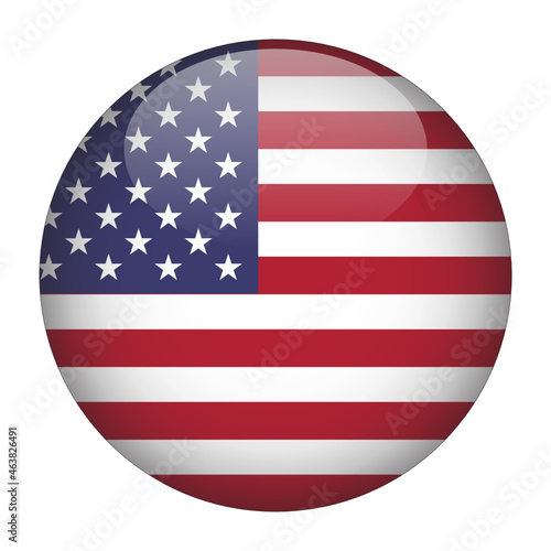 United States 3D Rounded Country Flag button Icon
