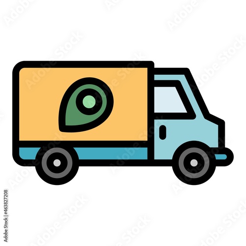 Truck relocation icon. Outline truck relocation vector icon color flat isolated