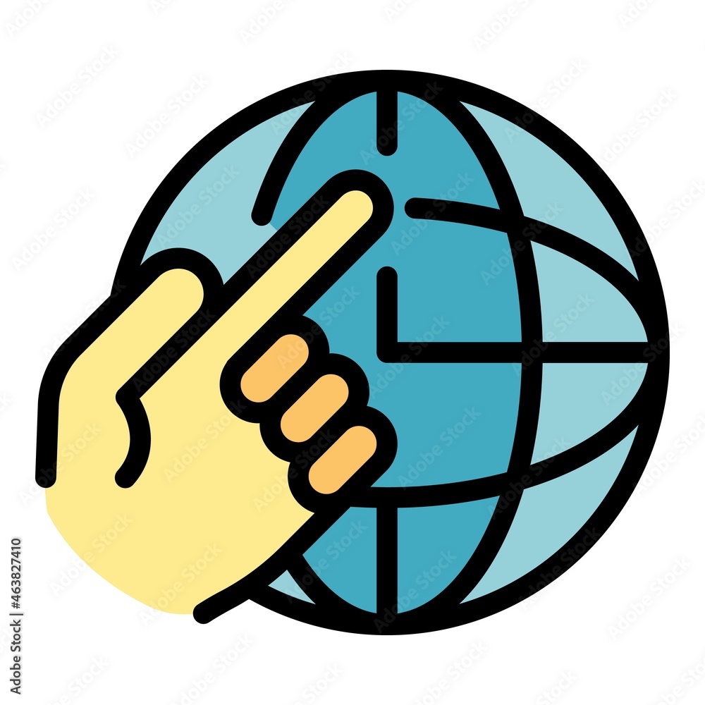 Global relocation icon. Outline global relocation vector icon color flat isolated Global relocation icon. Outline global relocation vector icon color flat isolated