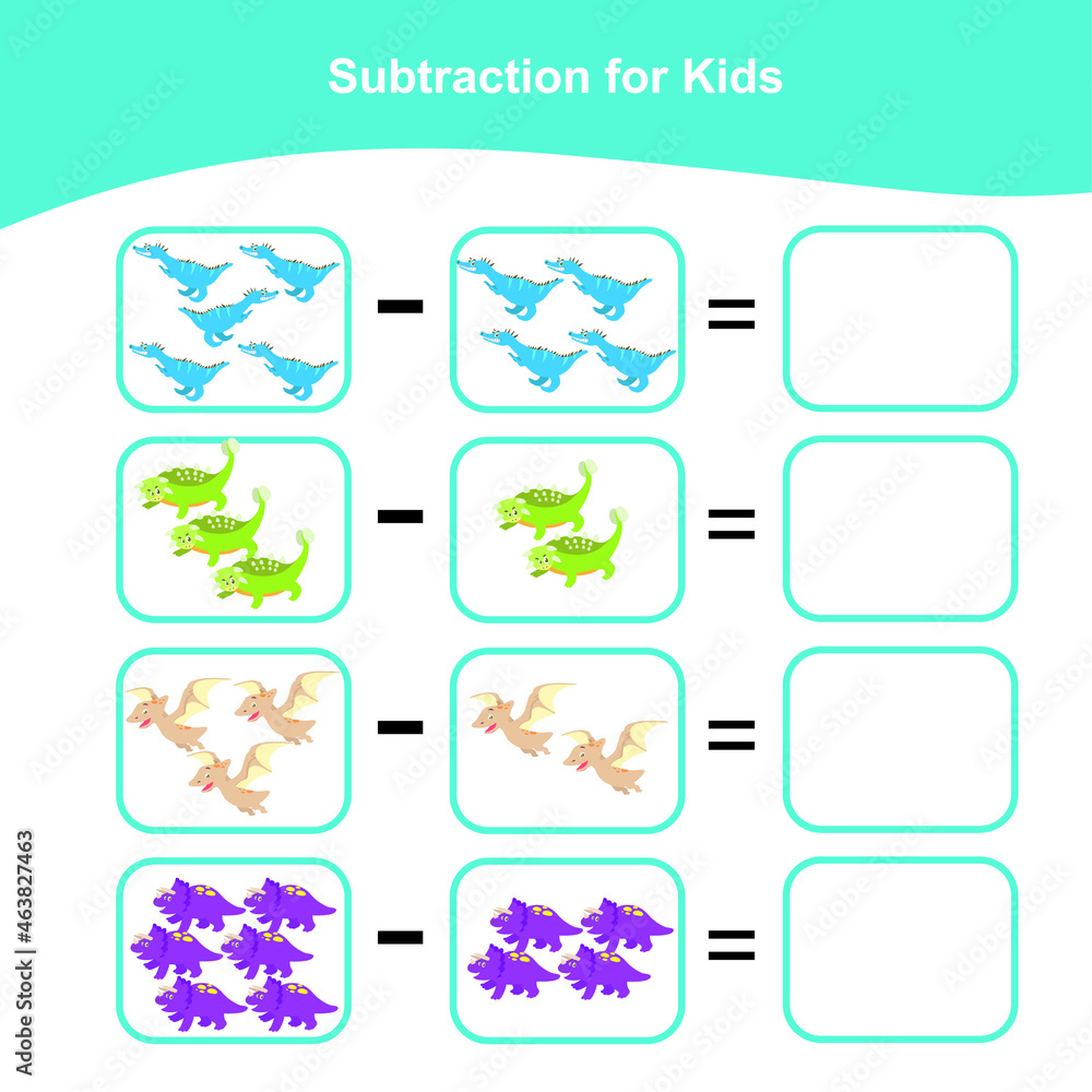 Counting math game for preschool children. Subtraction math games with