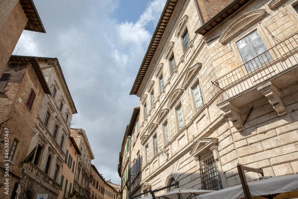 Montepulciano (SI), Italy - August 02, 2021: View of Montepulciano town, Tuscany, Italy