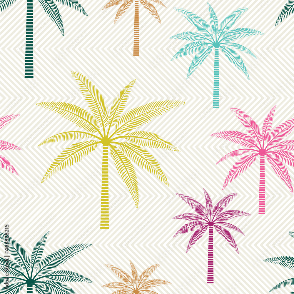 Decorative palm tree vector seamless pattern 2