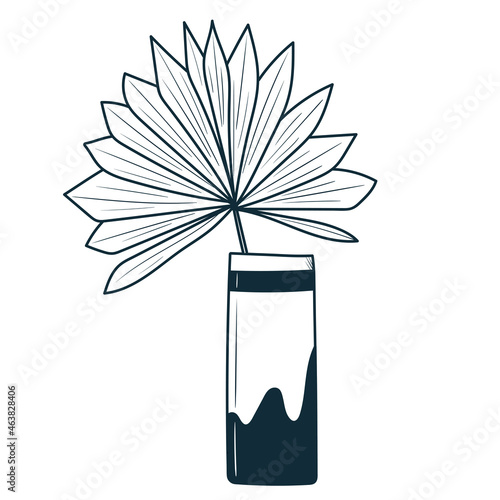 ceramic vase in doodle style. black and white stylish graphics