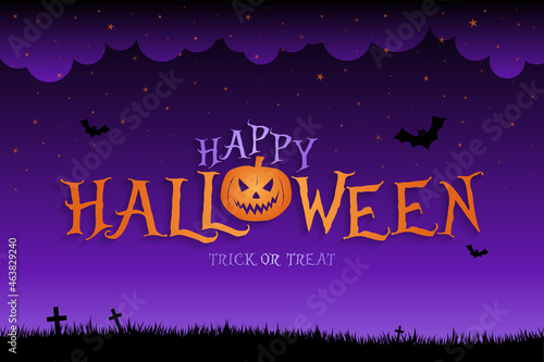 happy halloween background with happy halloween lettering vector illustration