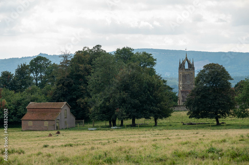 Fototapeta Naklejka Na Ścianę i Meble -  view of the Scots Crown Tower of All Hallows Church Tillington West Sussex England from Petworth Park