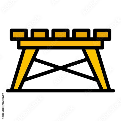 Folding board table icon. Outline folding board table vector icon color flat isolated