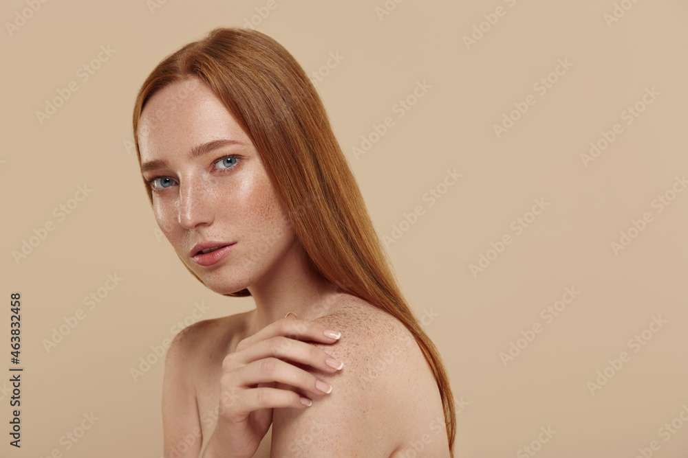 Redhead pretty caucasian girl with naked shoulders Redhead pretty caucasian girl with naked shoulders