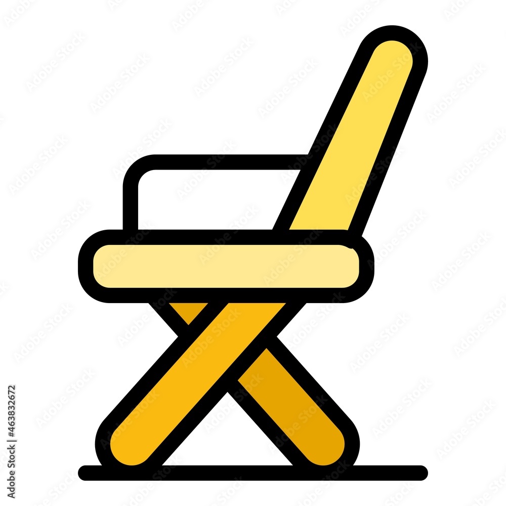 Folding office chair icon. Outline folding office chair vector icon color flat isolated Folding office chair icon. Outline folding office chair vector icon color flat isolated
