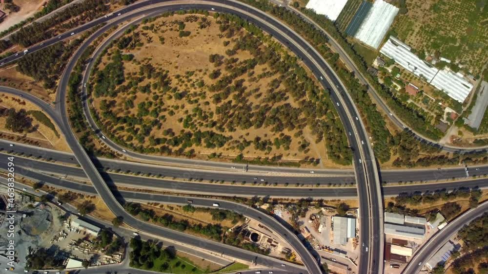 Aerial view of highway and overpass in city. High quality 4k footage Aerial view of highway and overpass in city. High quality 4k footage