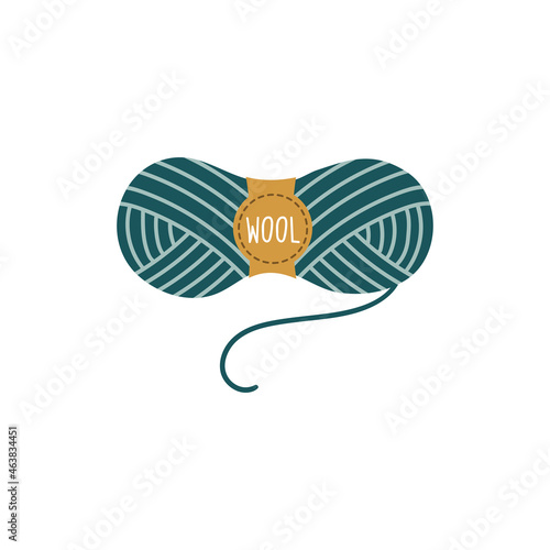 Elegant hand drawn skein of woolen intertwined yarn isolated on white background. Modern vector illustration