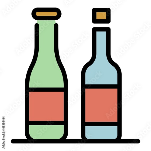Sauce bottles icon. Outline sauce bottles vector icon color flat isolated