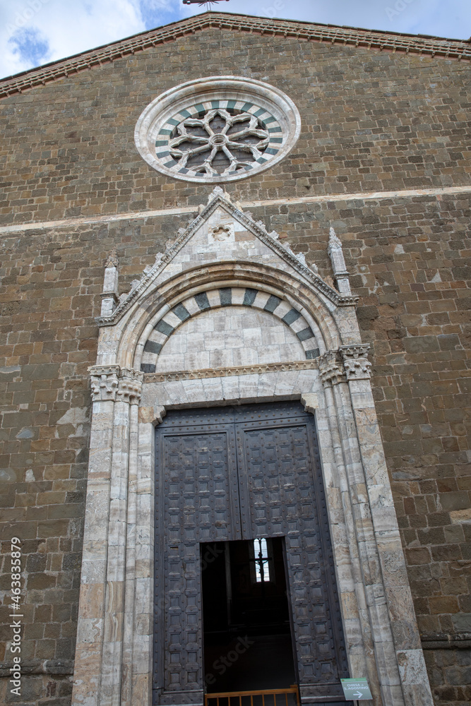 Montalcino (SI), Italy - August 15, 2021: Sant' Agostino church in Montalcino, Tuscany, Italy Montalcino (SI), Italy - August 15, 2021: Sant' Agostino church in Montalcino, Tuscany, Italy