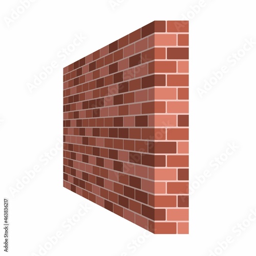 Brick wall perspective isolated on white background, Masonry red or brown brick. Vector illustartion