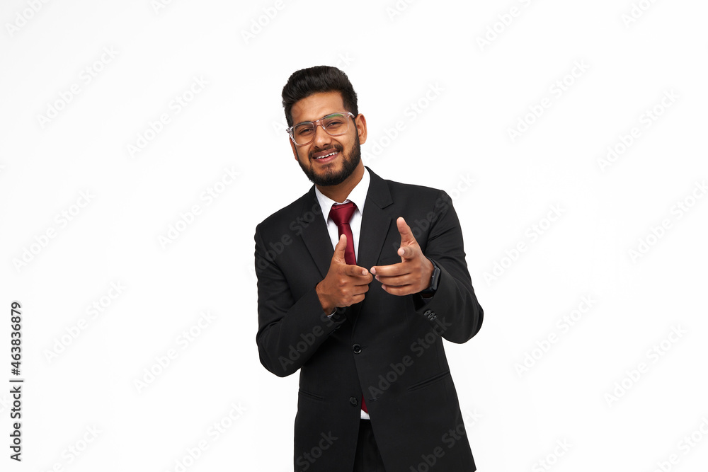 Portrait of happy young indian manager on white isolated background Portrait of happy young indian manager on white isolated background