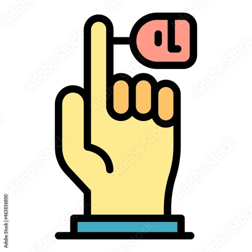 Glucometer finger blood icon. Outline glucometer finger blood vector icon color flat isolated