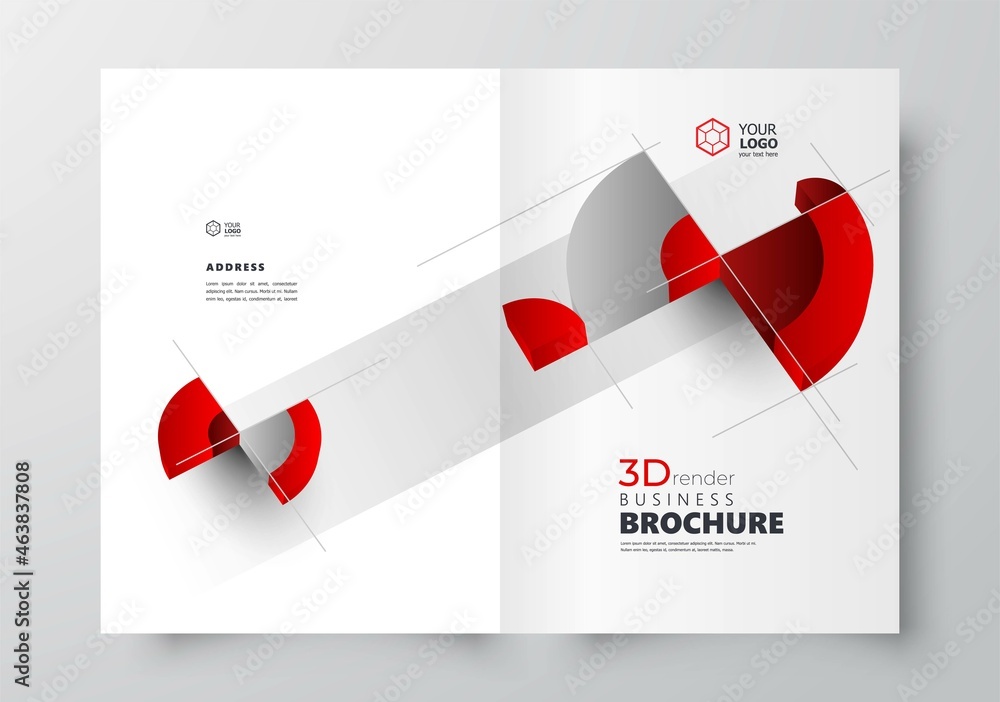 Fototapeta premium Booklet plan 3d shapes perspective theme design template cover, creative business brochure
