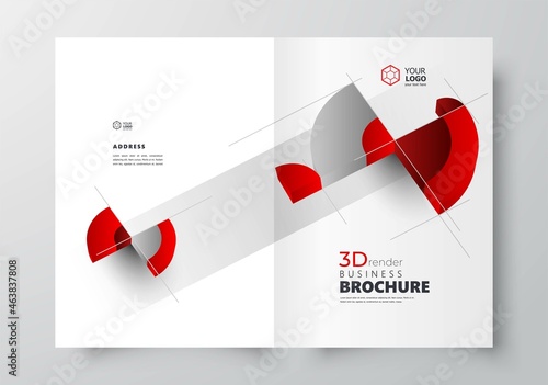Booklet plan 3d shapes perspective theme design template cover, creative business brochure