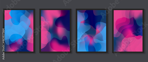 Fluid gradient background. Minimalist posters, cover, wall arts with colorful geometric shapes and liquid color. Modern wallpaper design for presentation, home decoration.  website and banner.